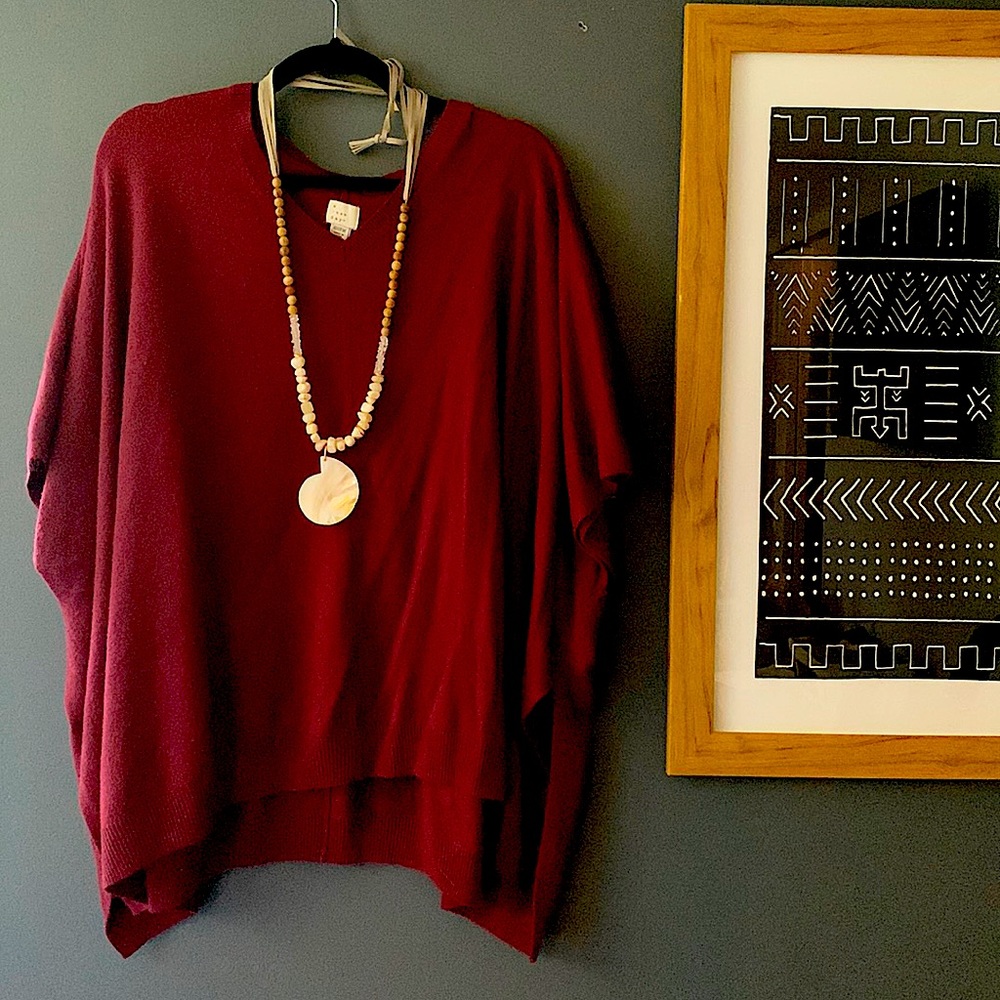 Burgundy a new day V neck poncho